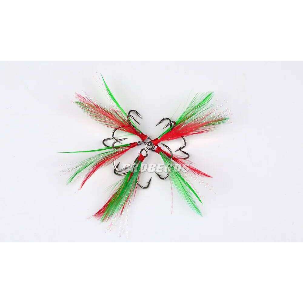 5pcs fishing feather pendants with barbed three anchor hooks Colorful Fishing Hooks fishings Z260228