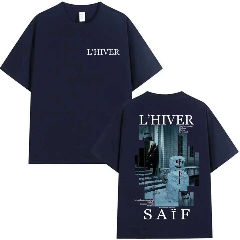 Rapper L'HIVER Saif Album 2025 Graphic T Shirt Men's Gothic Hip Hop Short Sleeve T-shirts Vintage Cotton T-shirt Fans Streetwear C260228 - view 7