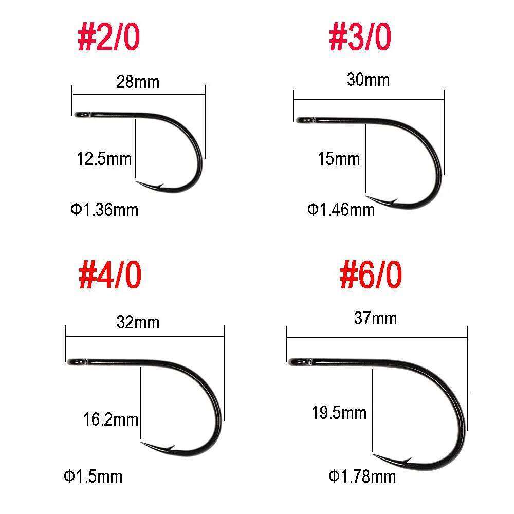 ICERIO 30pcs Big 2X Strength Hook For Tying Tarpon Fly Saltwater Fishing Streamer Flies Game Changers 8~#6/0 Z260228