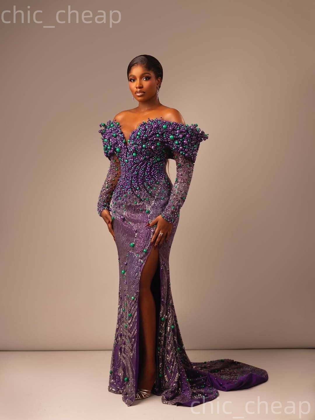 2K26 Purple Prom Dress 2026 Mermaid Pearls Beaded Off Shoulder Sequined Evening Dresses For Black Women Birthday Party Formal Receiption Gowns Dresses