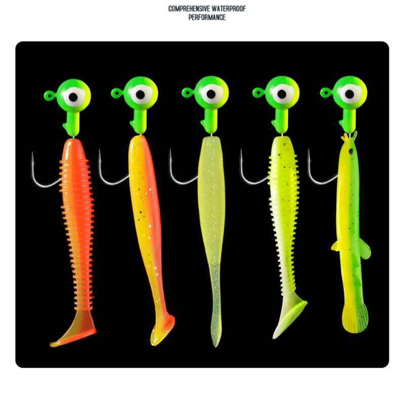 9PCS Head 0.8g/1.75g/3.5g/5g Crank Mix Colors Hook head Lure Hard Bait Soft Worm Jig Hookfor Fishing Tackle Z260228