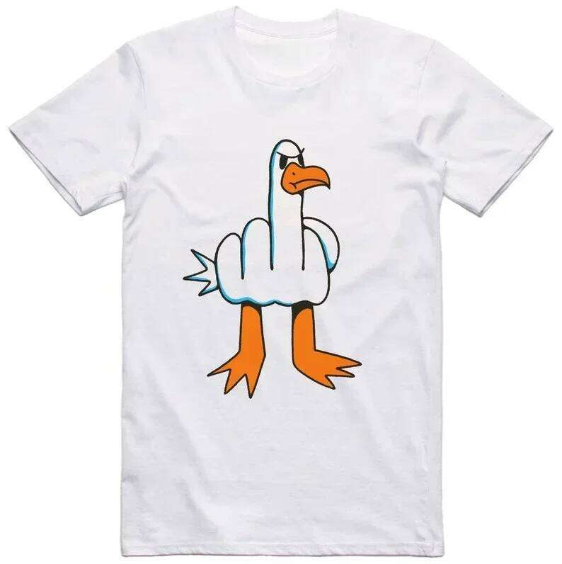 Mens Funny T-Shirt Rude Seagull Design Regular Fit Tee Women Men Print Cartoon Graphic Cotton T Shirts Breathable Workout C260228 - view 3