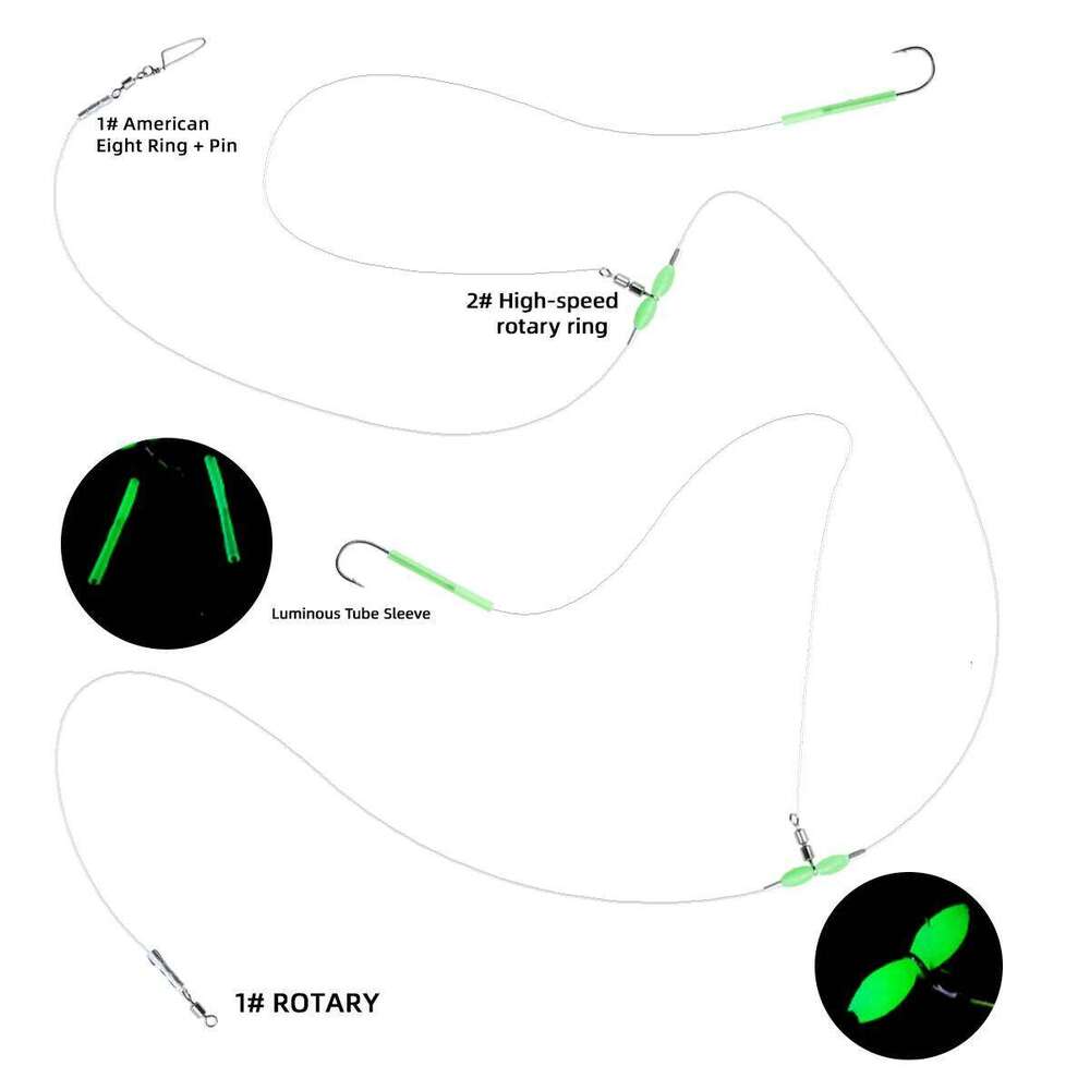 ZYZ Hook 2-Aberdeen Tie off the String with Luminous Tube High Speed Swivel Saltwater Fishing Hooks Z260228