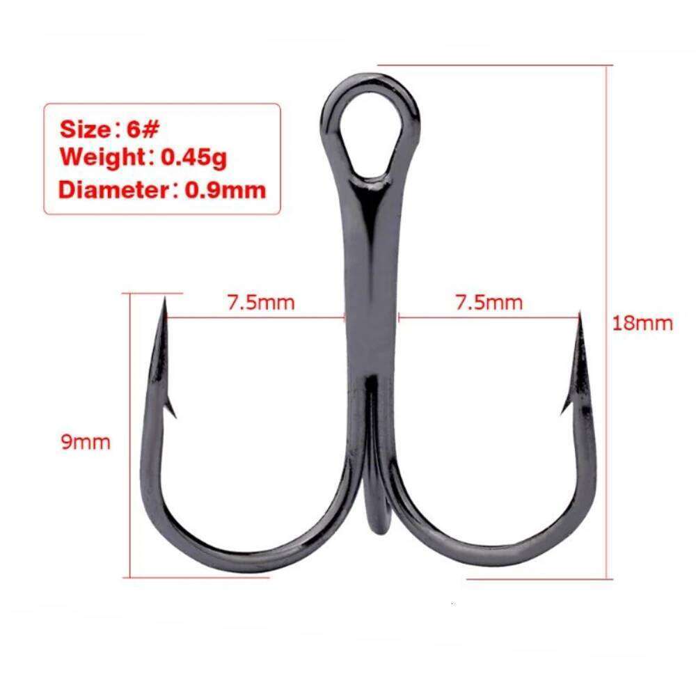 10Pcs/Lot 2# 4# 6# 8# 10# Black Hook High Carbon Steel Overturned Hooks Fishing Tackle Round Bend Treble For Bass Z260228