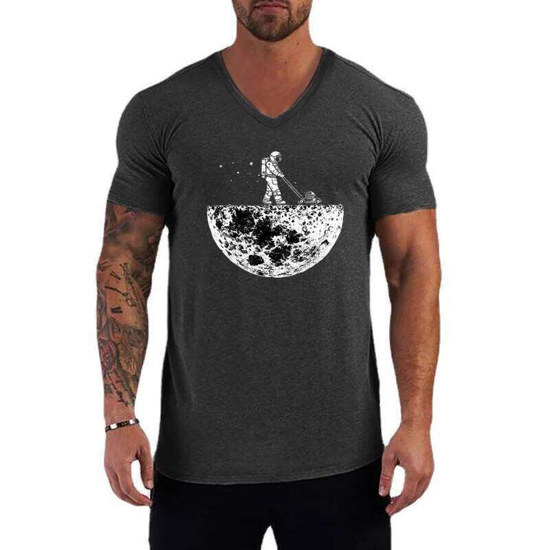 Astronaut Mower Moon Galaxy Spaceman V Neck T-Shirts for Men Summer Fashion Cotton Slim Fit T Shirt Casual Short Sleeve Tshirt C260228 - view 5