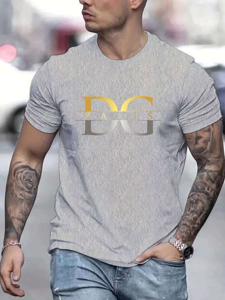 Men's T-shirt with gradient ramp letter print, quick-drying, breathable, high-quality street Harajuku clothing for summer C260228 - view 4