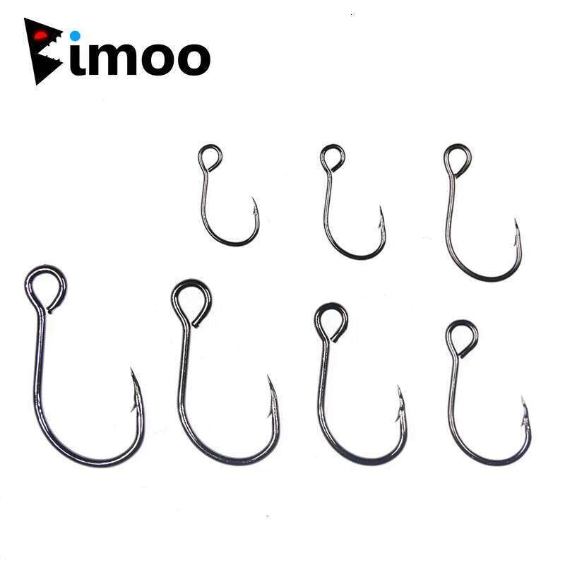 Bimoo 20pcs for Fishing Spare Single Fish Lure Hooks Inline Hook Big Eye Size2/0 1/0 1 2 4 6 8 High Carbon Steel Z260228
