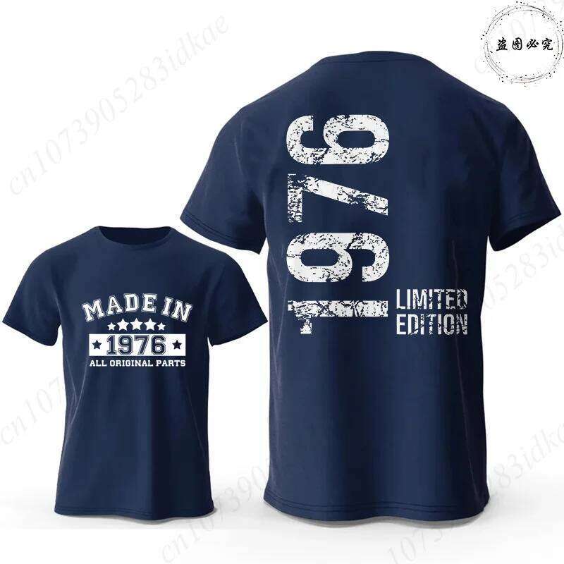 Retro Men's 50th Birthday T-shirts: Made in 1976 All Parts Graphic Tops Short Sleeve Tees Oversized Male Clothing C260228 - view 4