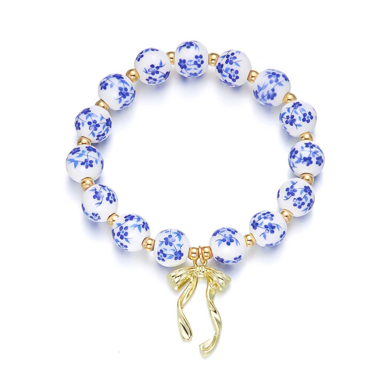 Trendy Ceramics Elegant Bracelet for Women Delicate Vintage Flower Ethnic Style Bowknot Cross Girls Party Bracelet Jewelry Gifts H260228