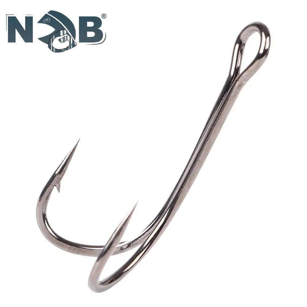 NGB 20PCS DIY Frog Double Fishing Hook 1/2/4/6/8# High Carbon Steel Fly Tying Worm Silicone Bait Lure Hooks Z260228