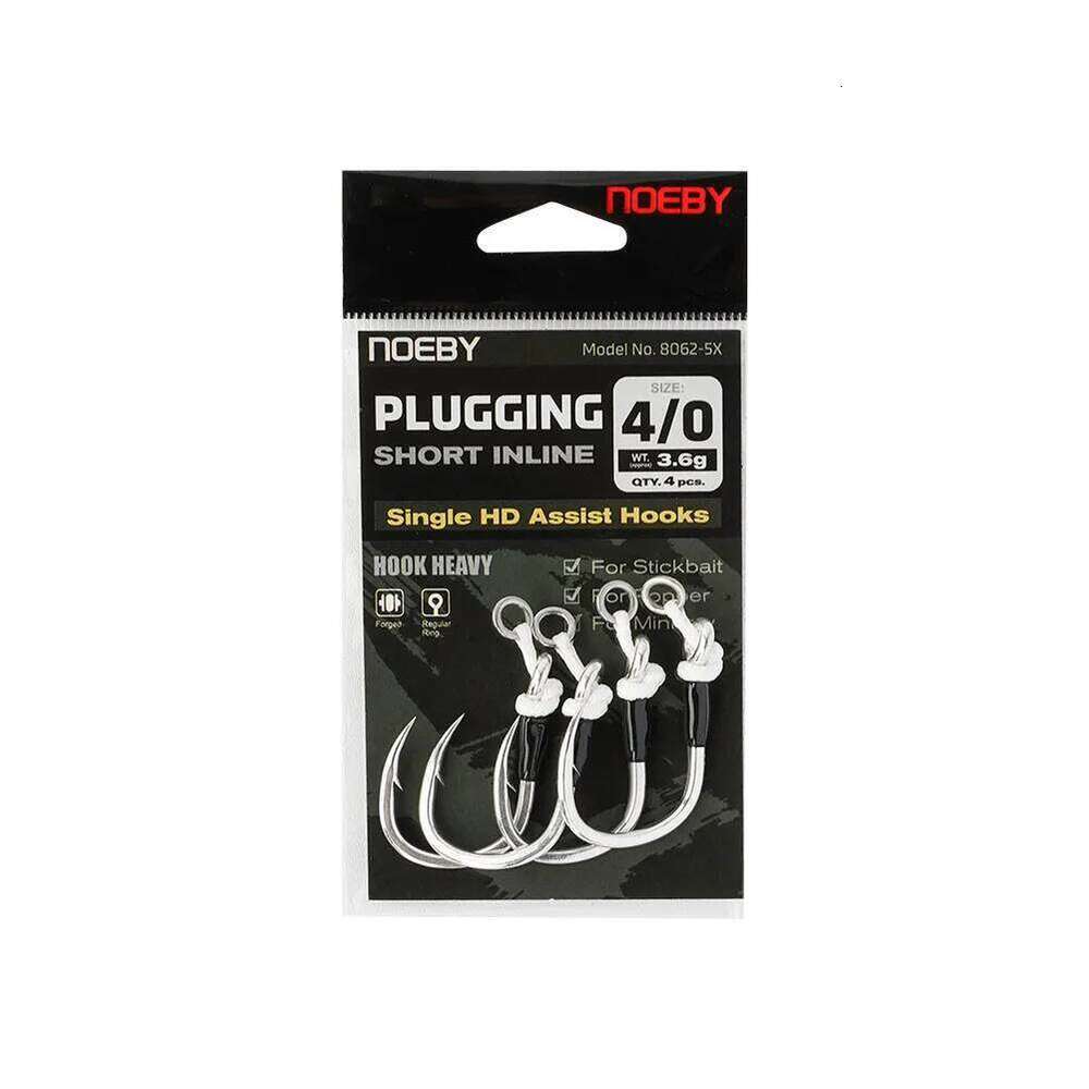 Noeby 5X Strong Hi-Carbon Steel Plugging Inline Assist Hook Big Game Saltwater Lure Target Bluefish GT Tuna Single Hooks Z260228