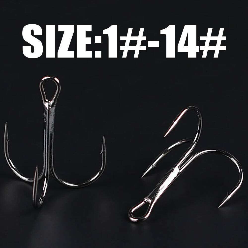Gamakatsu hooks 15Pcs/lot 13ME 1#-14# High Carbon Steel Material Treble Black Hook Fishing Tackle Round Bend Z260228