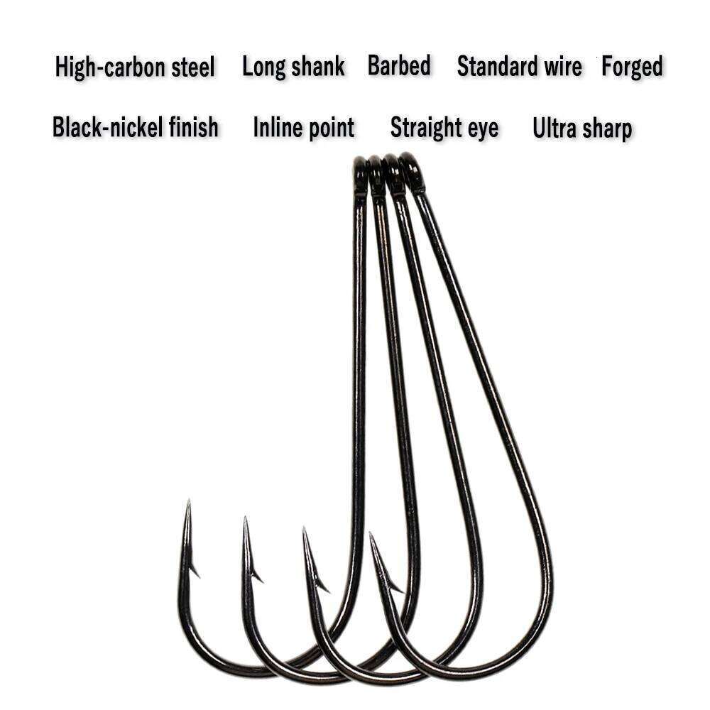 Wifreo 50PCS Aberdeen Long Shank Fish Ringed Eye Bass Trout FreshWater Sea Fishing Hooks Sabiki Rig Streamer Fly Hook Z260228