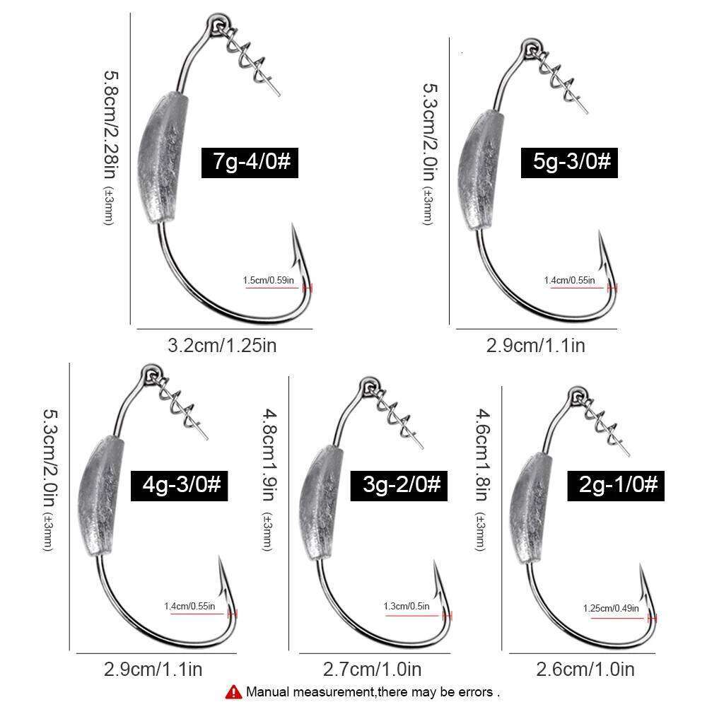 FTK 5Pcs Offset Hooks 2g-7g Weighted Crank Soft Baits Barbed Jig Worm Hook for Texas Rigs Fishing Tackle Z260228