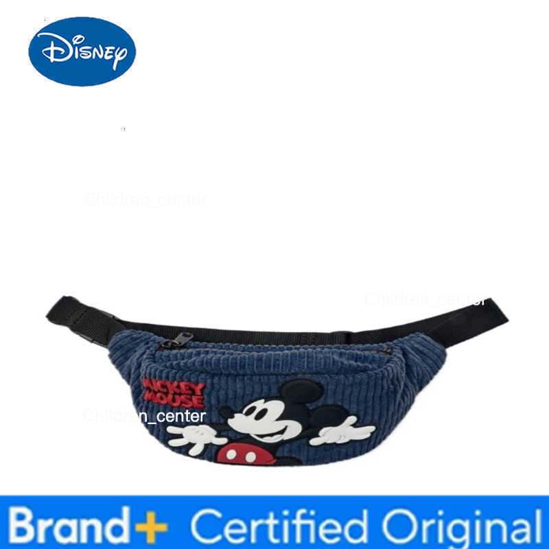 Disney blue embroidered Mickey Mouse cute mini crossbody bag corduroy fabric childrens small waist bag H260228