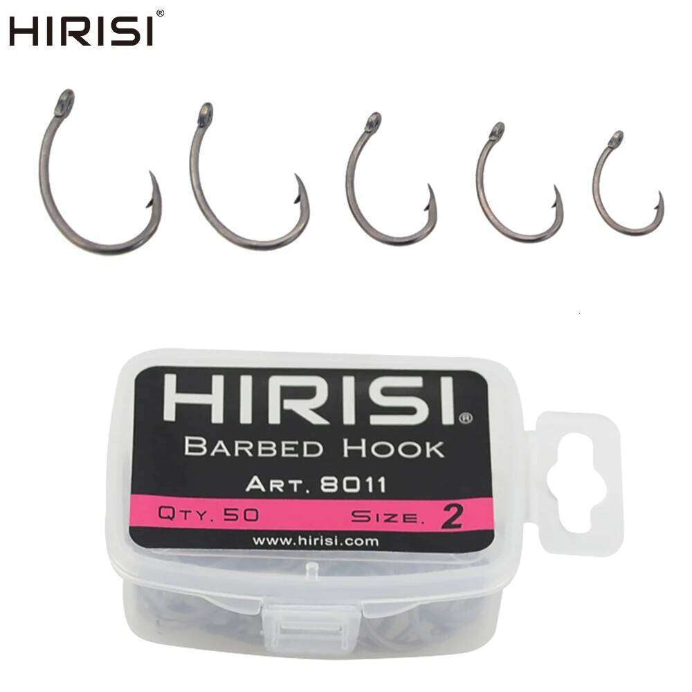 Hirisi 100pcs Coating High Carbon Barbed hooks Stainless Steel Carp Fishing Hooks Pack with Box 8011 Z260228