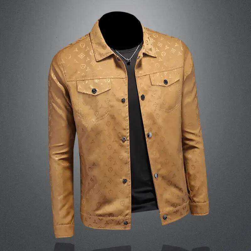 Men's Autumn Jacket Printed Flower Lapel Slim Fit Thin Casual Trendy High Quality Large Size