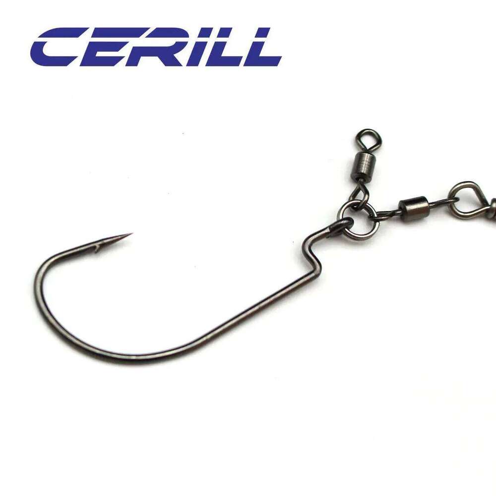 Cerill 1 PC Tokyo Barbed Hook Wire Punching Rig Drop Shot Target Thick Grass With Swivel Fishing Weights Japan For Soft Lure Z260228