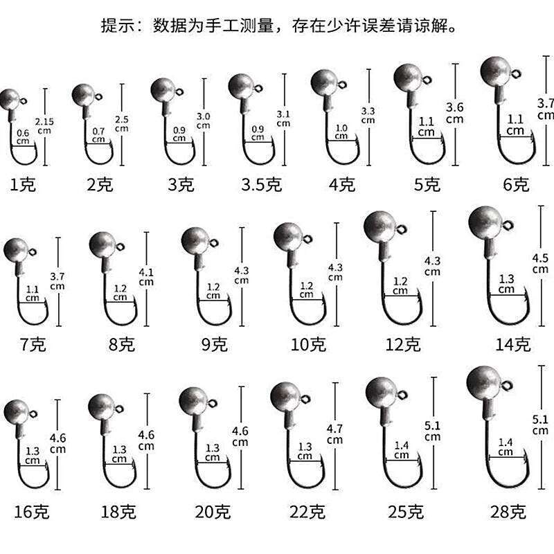 5Pcs/Lot 3g 5g 7g 10g 14g 18g 22g Crank Head Lure Hard Bait Soft Worm Jig Hook For Fishing Z260228