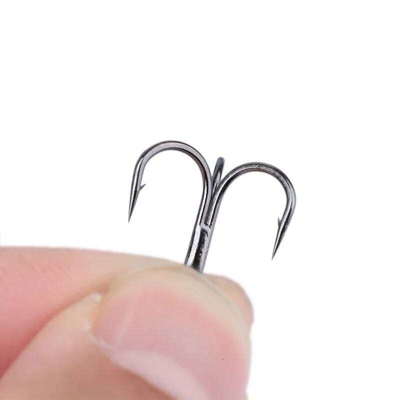 New 10pcs 3x Strong Super Sharp Round Hook Antirust High Carbon Steel 10-18# Sea Treble Hooks Fishing Tackle Z260228