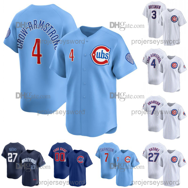 ChicagoCubs Jersey Alex Bregman Nico Hoerner Pete Crow-Armstrong Ian Happ Seiya Suzuki Michael Busch Shota Imanaga Miguel Amaya Moises Ballesteros Baseball Shirts