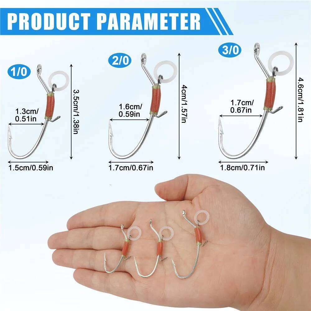 10pcs Luminous Stainless Steel Saltwater Live bait Fishing Hooks Shrimp Walker for Bas Groupers Pike Catfish Z260228
