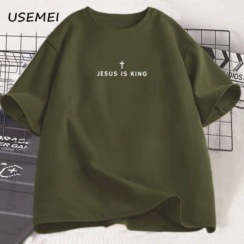 Is King T Shirt Men Women Christian Merch Jesus T-Shirt Faith Cotton Short Sleeve Round Neck Graphic Tees C260228 - view 5
