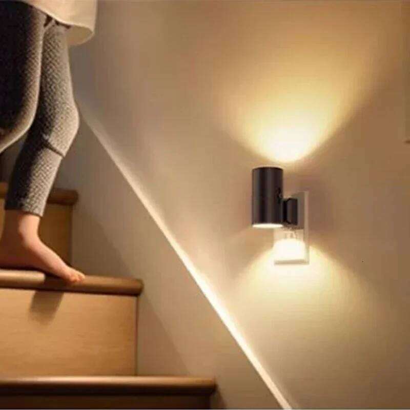 LED Light Plug in Dusk to Dawn Sensor Adjustable Brightness Dimmable Night Lights for Kitchen Hallway Bedroom Stairs Z260227
