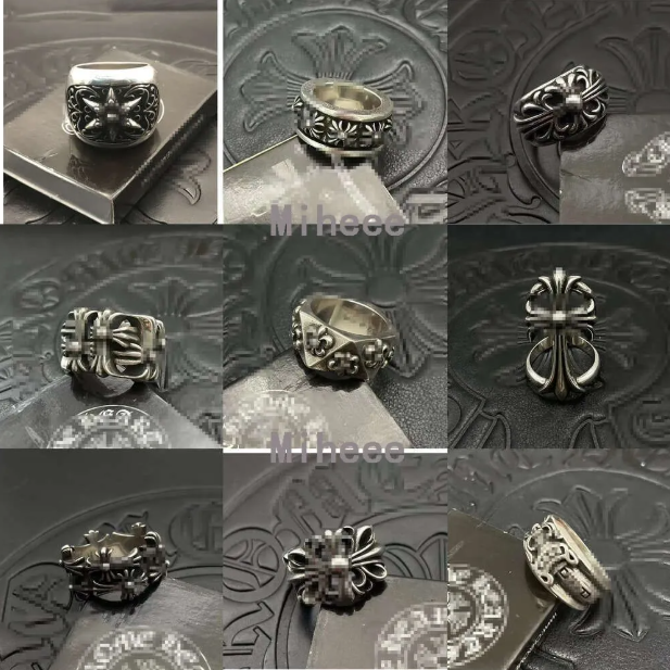 2026 Designer Chromes ring Cross Rings S925 Silver Plated Hip Hop Men And Women High Quality Vintage Cross Open Thai Silver Ring Jewelry Gift chorme ring M37