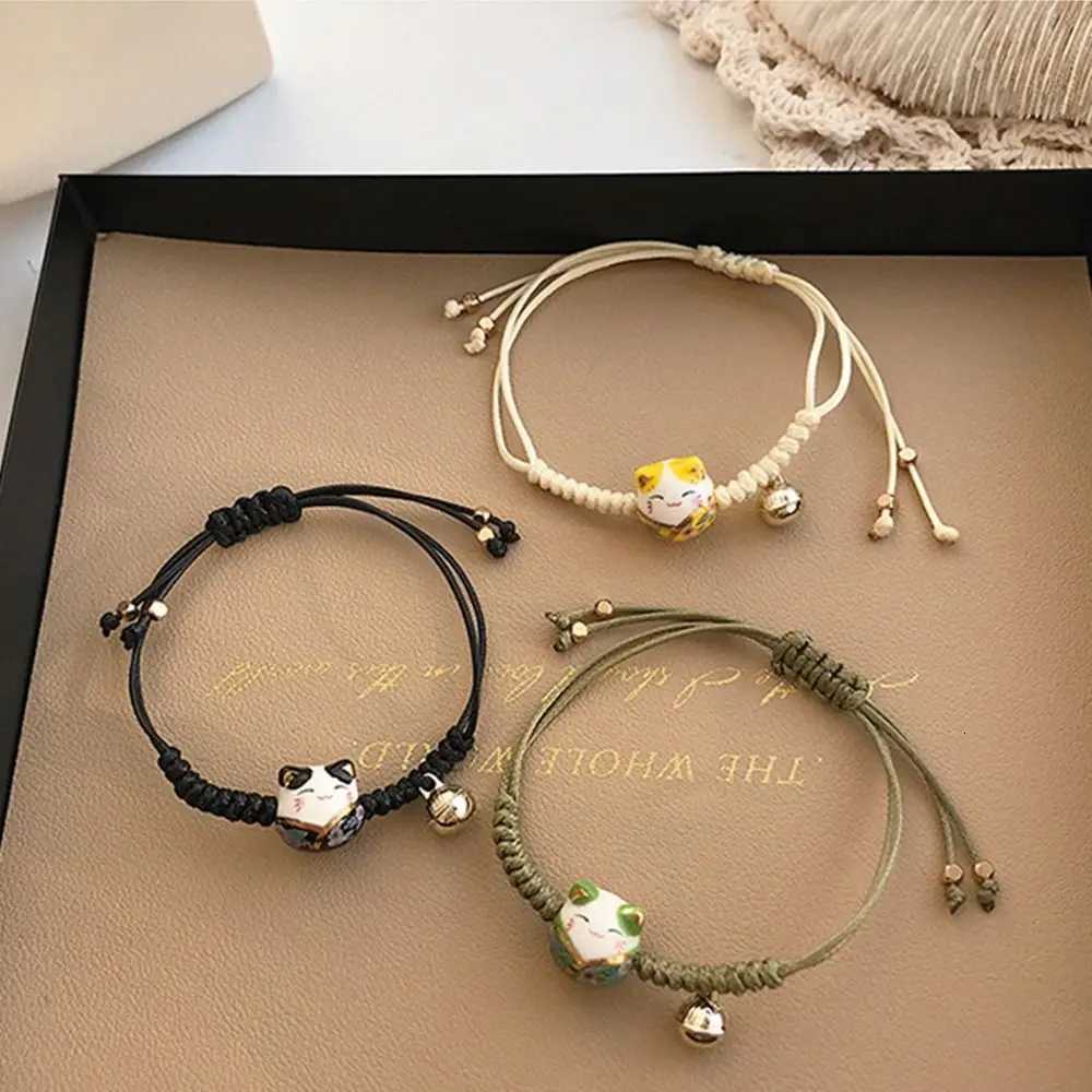 Cat Pendant Gifts Cute Handmade Lovers Red Braided Rope Chinese Style Jewelry Maneki Neko Bracelet Women Hand Ring H260228