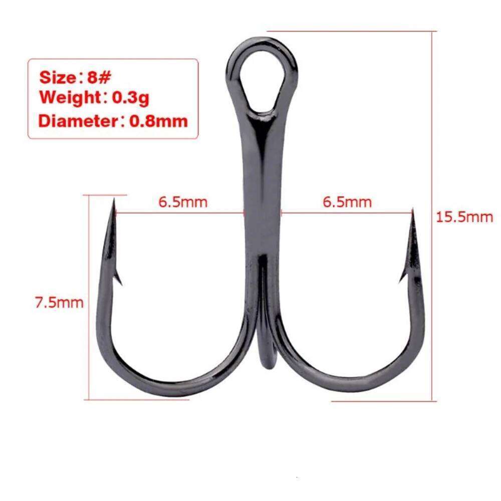 10Pcs/Lot 2# 4# 6# 8# 10# Black Hook High Carbon Steel Overturned Hooks Fishing Tackle Round Bend Treble For Bass Z260228