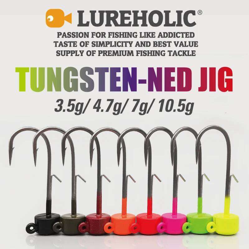 LUREHOLIC Tungsten Jig Head with Norway Mustad Ned Rig Hook Lure for Long Casting Bass Fishing Z260228