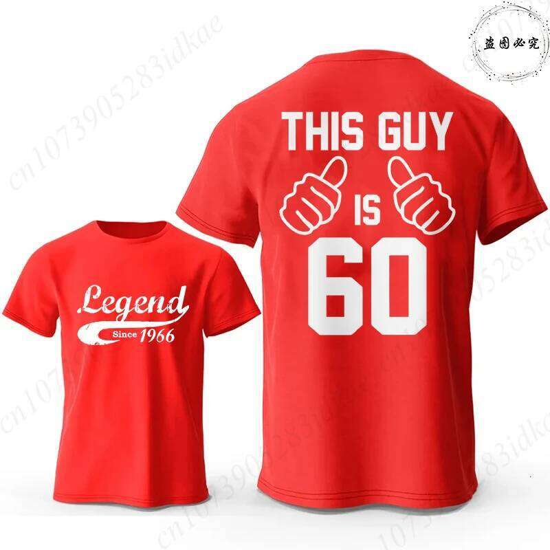 Vintage Style Men's 60th Birthday Legend Since 1966 & THIS GUY IS 60 Graphic Tops Short Sleeve Tees Casual Daily Wear C260228 - view 5