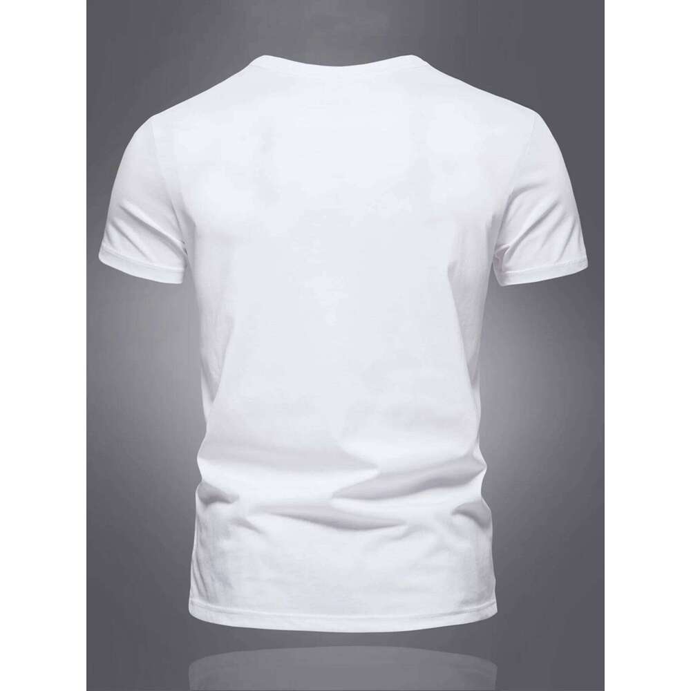 Summer men's 100% pure cotton casual sports loose oversized simple letter pattern printed round neck short sleeved T-shirt top C260228 - view 7