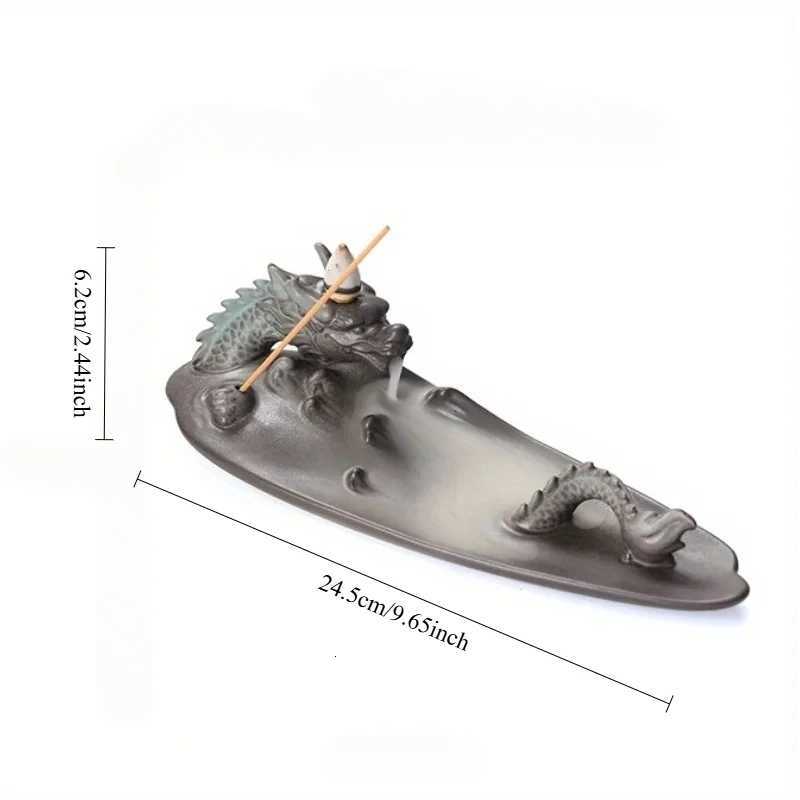Incense Burner Lucky Dragon Ceramic Backflow Holder for Creative Home Decor & MeditationT260228