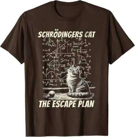 Funny Schrdinger's Cat Escape Plan Science Design T-Shirt Cute Intellect Seamlessly Graphic Kitty Saying Tee Novelty Gift Y2k C260228 - view 7