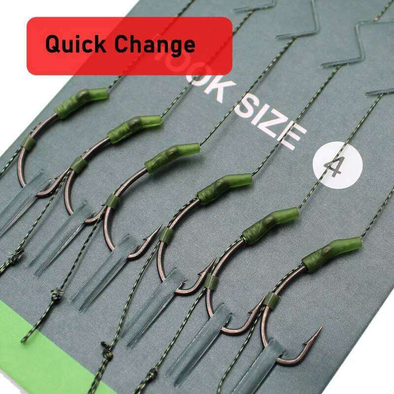 6pcs Hair Rigs Ready Made Carp Hook Size 2#4#6#8 Fishing Tackle Equipment Accessories Pesca Z260228