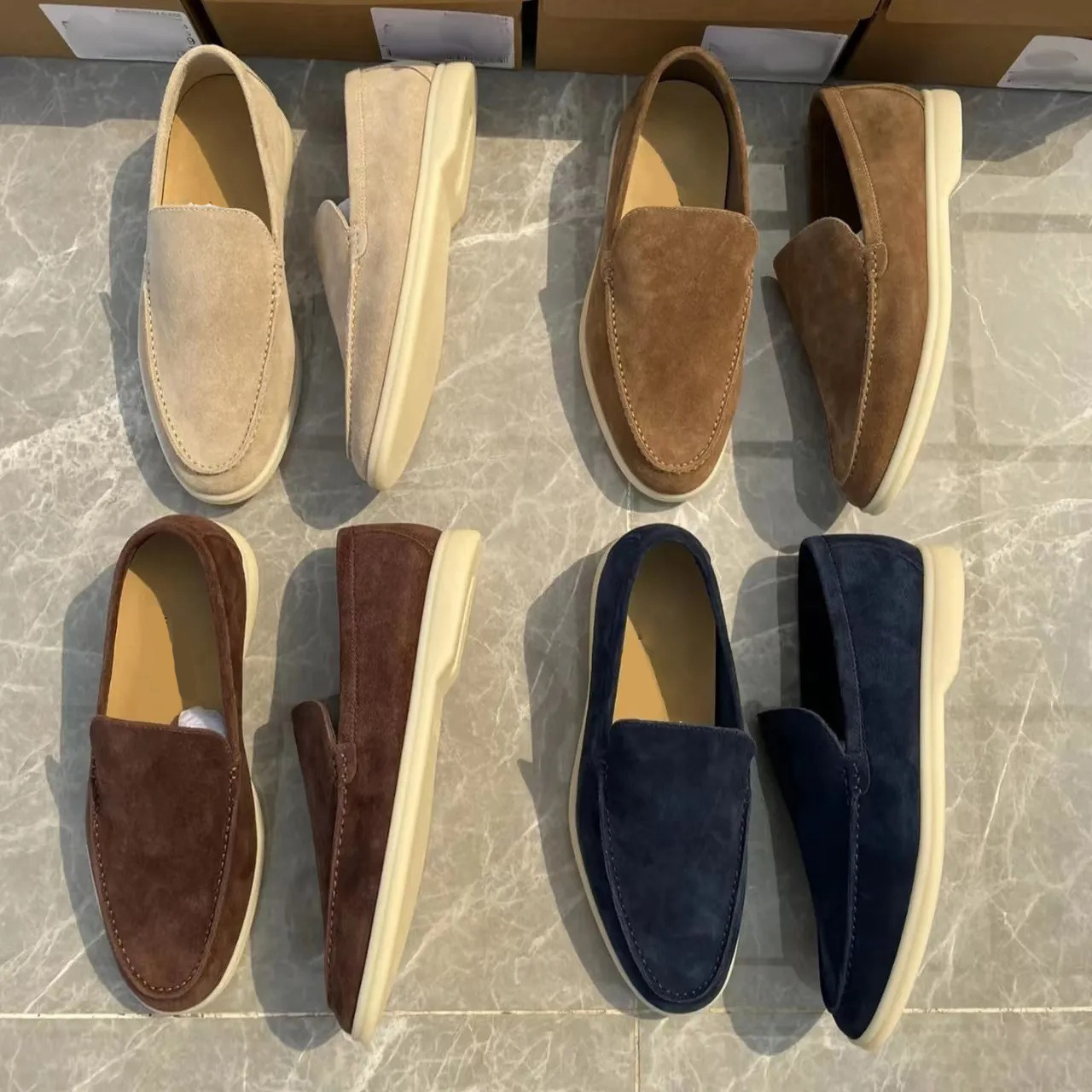 Loafers Designer shoes Walk Charms Embellished Casual Shoes Mens Womens Suede Couple Shoe Genuine Leather Flat For Men Women With Box Size 35-46