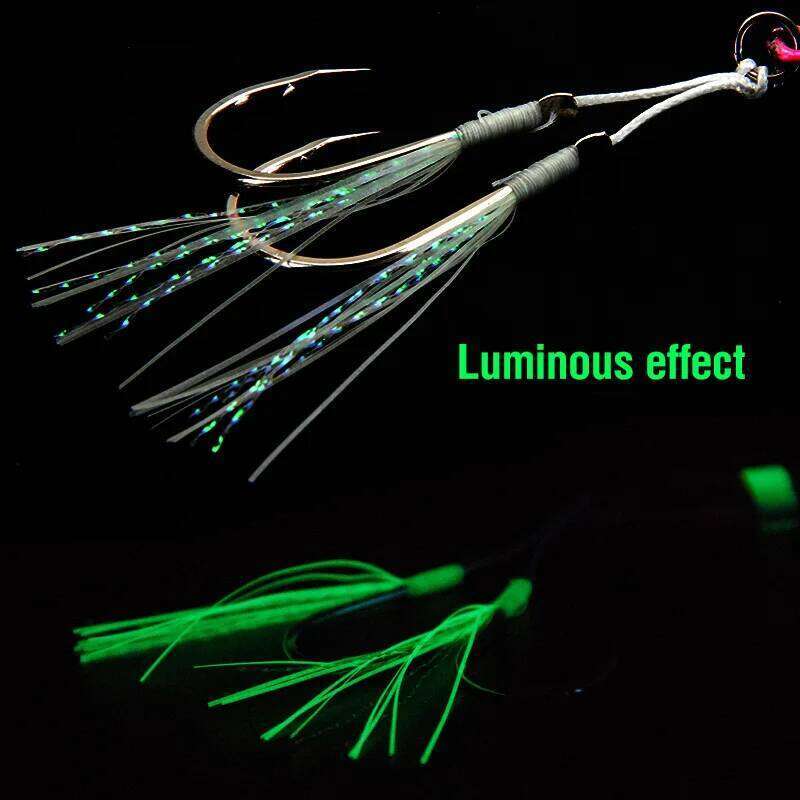 Luminous Jigbait Have Barbed Lure Tie Wool Iron Plate Auxiliary Single Double Scattered Hook Saltwater Z260228