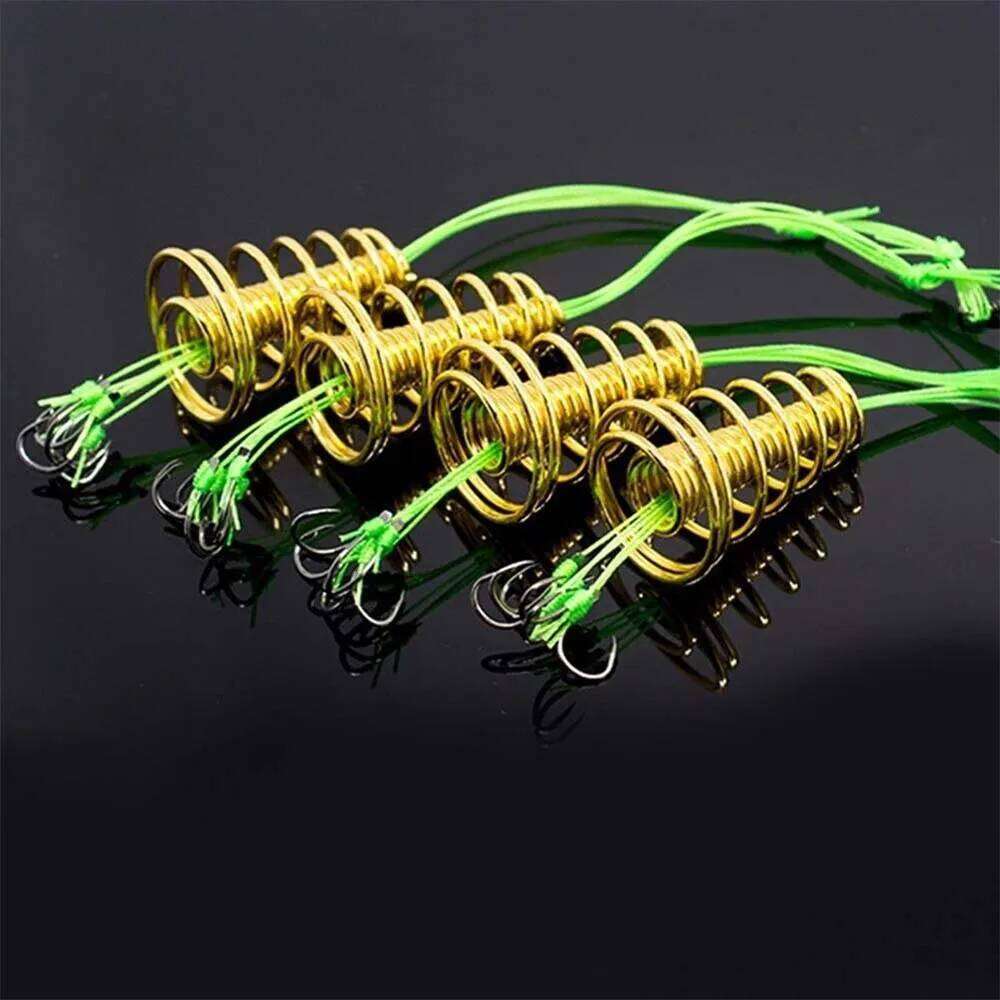 4PCS/box Explosion Fishing Spring Lure Green Line Bomb Anti-hanging End Throw Rod Hook Waist Drum Bait Cage Pesca Z260228