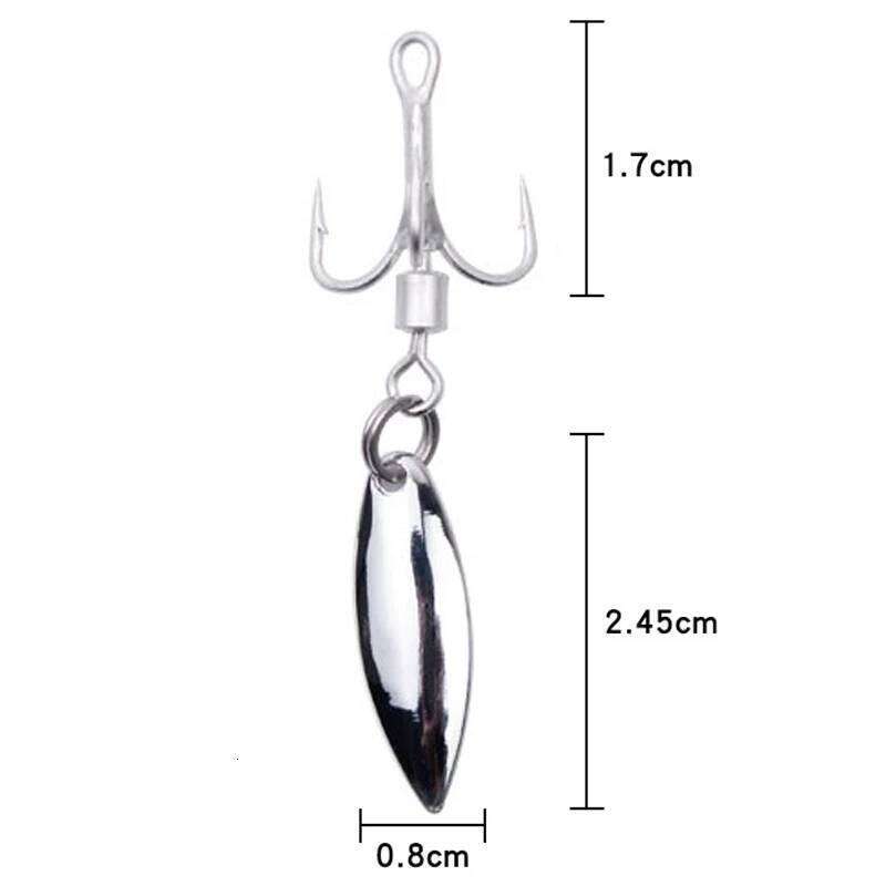 Pack Of 5 Treble Hooks With Blade Tail Spinner For Lures Baits Saltwater Fishing Z260228