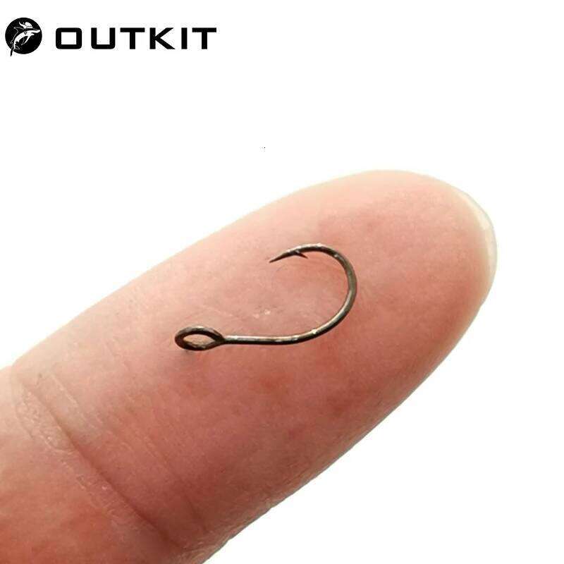 OUTKIT 10pcs Size 6#-12# for Fishing Lure Jig Spoon Single Fish Bait Inline Hook Big Eye Sharp High Carbon Steel Z260228