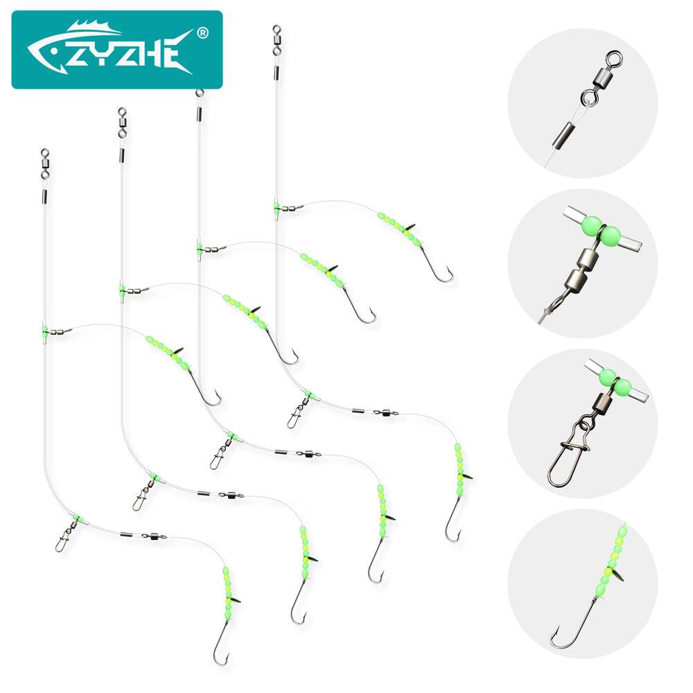 ZYZ 1pc Flapper 2 Hooks, Pre Tie Rigs Sea Beach Casting Shore Fishing for Flatfish Sole, Whiting Z260228