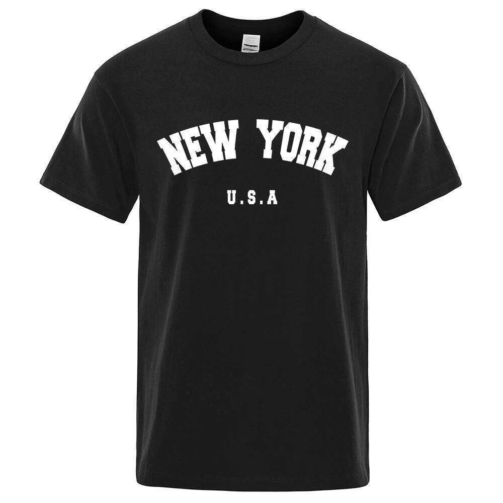 U.S.A New York USA City Street Printed T-Shirts For Men Loose Oversized T Shirt Fashion Breathable Short Sleeve Cotton Clothing C260228 - view 3