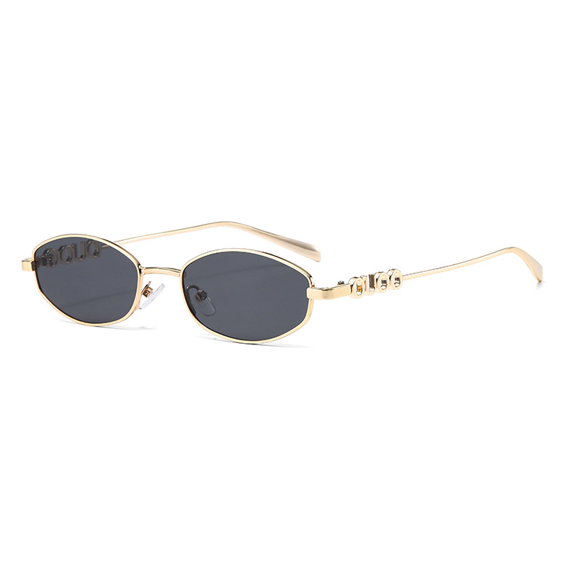 New GG elliptical sunglasses metal letter legs, fashionable trendy, suitable for both men women, with sun and UV protection