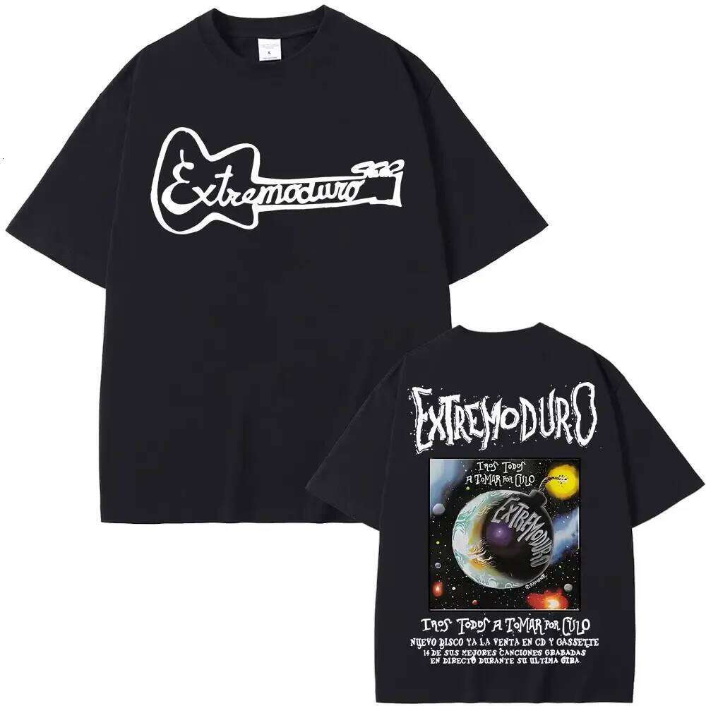EXTREMODURO Rock Band Tour Print Fashion Retro Short-Sleeve for Men and Women, 100% Cotton, Loose Fit Men's T-Shirt C260228 - view 3