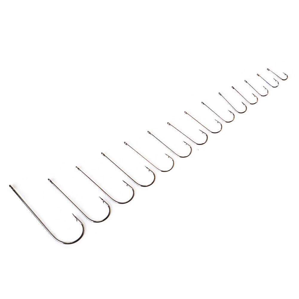 FTK 7-10PCS High Carbon Steel Hook ROUND 2#-18# Barbed Single Hooks With Eye Fishing Accessories Z260228