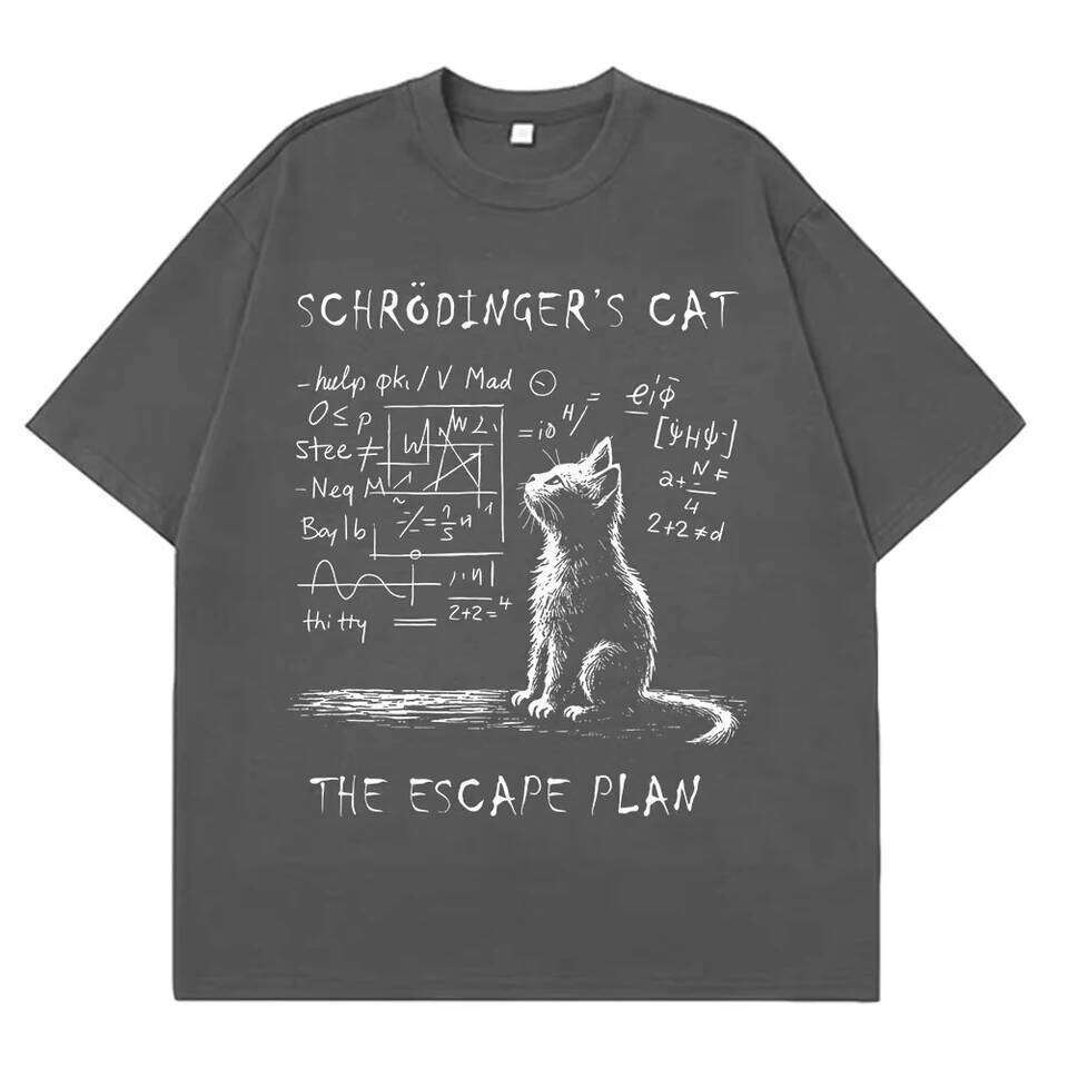 Schrodinger Cat Physics Quantum Mechanics Creative Print Summer Short-sleeved Cotton T Shirt Men Women Streetwear Loose T-shirts C260228