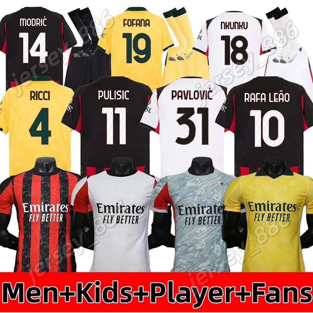 AC MilLAn 25 26 27 Black white Jerseys 2025 2026 2027 home away MODRIC THEO PULISIC RAFA LEAO NKUNKU Football shirts uniform fan 125th JASHARI