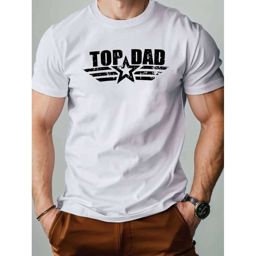 Men's 100% pure cotton fashionable casual comfortable loose dad print sports round neck short sleeved T-shirt top C260228 - view 5